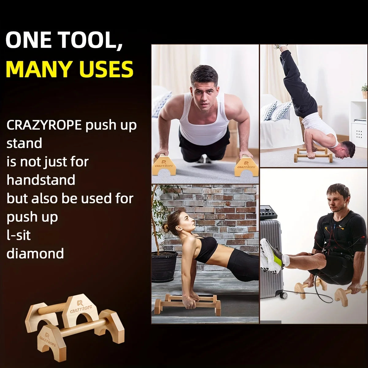 Barres de Pompes en Bois – Support Push-Up Gym & Musculation