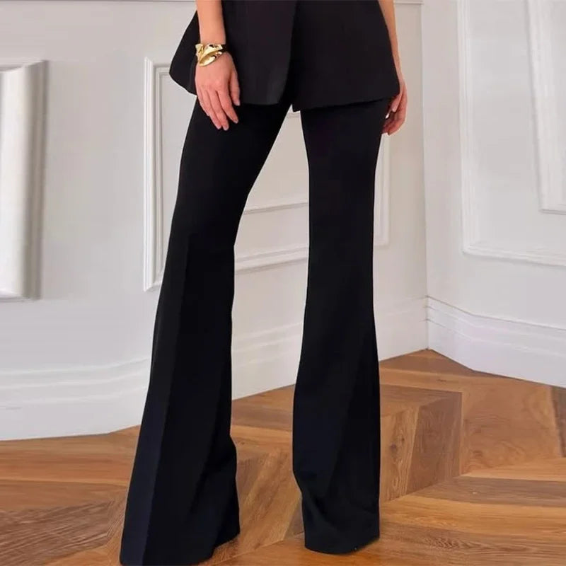 Ensemble 2 Pièces Femme – Top Boutonné & Pantalon Évasé