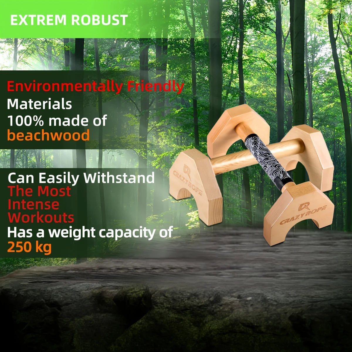 Barres de Pompes en Bois – Support Push-Up Gym & Musculation