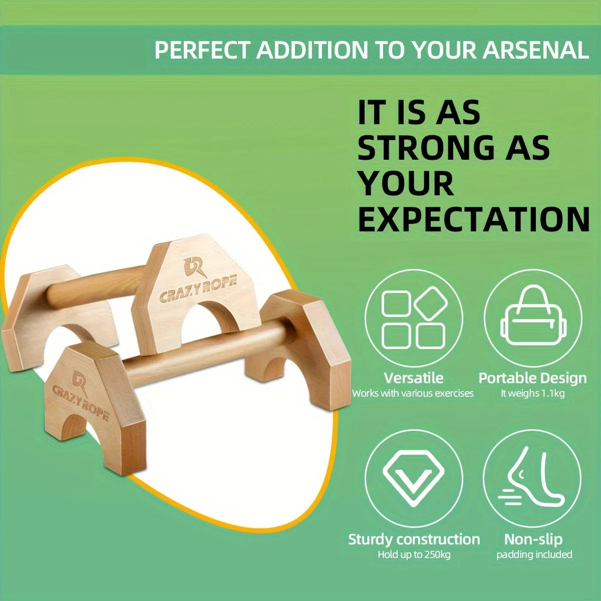 Barres de Pompes en Bois – Support Push-Up Gym & Musculation